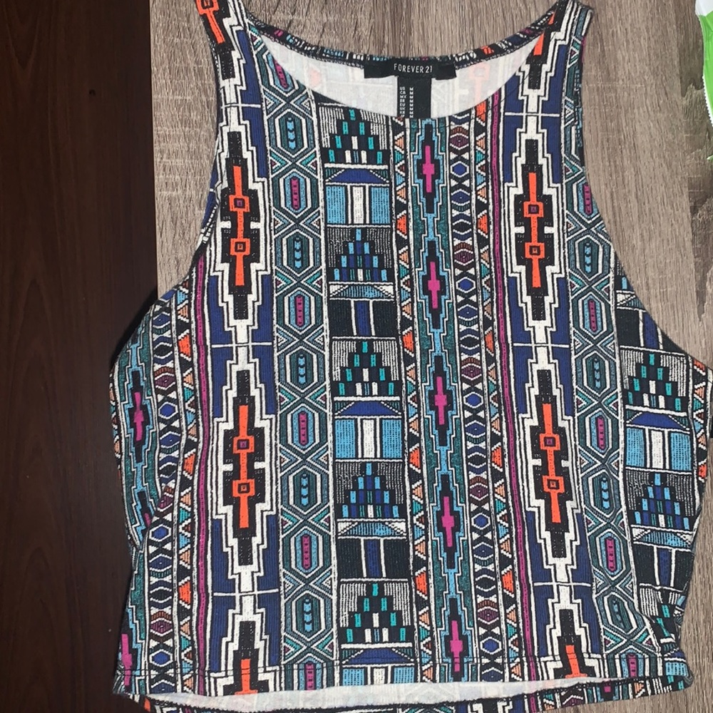 Colorful Tribal Print Crop Top Forever21